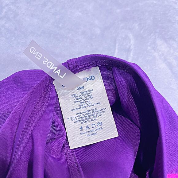 LANDS END Scoop Neck Tugless One Piece Swimsuit Purple Pink Womens Plus Size 20W - Picture 6 of 6